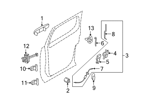 2006 Mercury Mountaineer Front Door Handle, Inside Diagram for 6L2Z-78266B41-BB