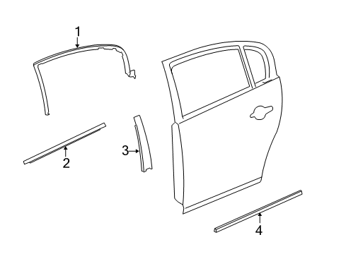 2007 Buick Lucerne Exterior Trim - Rear Door Body Side Molding Diagram for 15848464