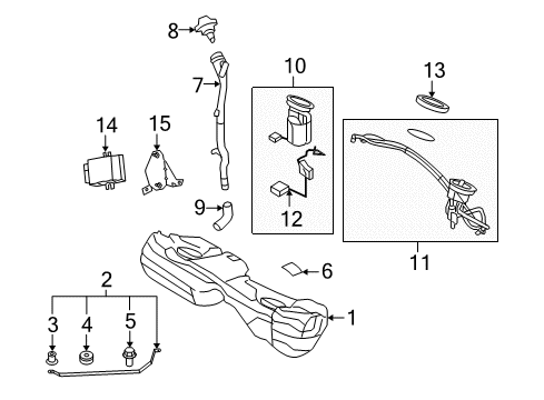 2008 BMW 128i Fuel Injection Plastic Fuel Tank Diagram for 16117074463