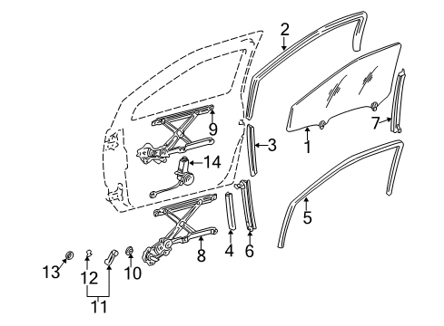 1999 Toyota Sienna Front Door Run Channel Diagram for 68143-08010