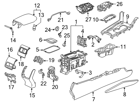 2020 Honda Accord Parking Brake Bracket Assy., Console Diagram for 83424-TVA-A21