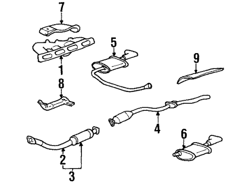 1994 Oldsmobile Achieva Exhaust Manifold Muffler Asm-Exhaust Diagram for 22592870