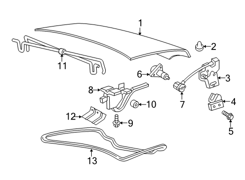 2006 Mercury Grand Marquis Trunk Lid Lock Cylinder Diagram for XW3Z-5443262-BA