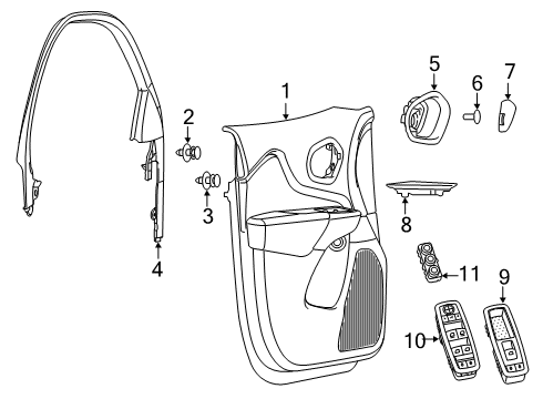 2020 Jeep Cherokee Front Door Pin-Door Panel ATTACHING Diagram for 6512619AA