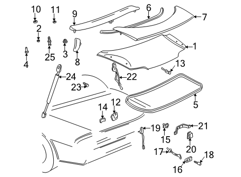 1999 Chevrolet Camaro Trunk Weatherstrip-Rear Compartment Lid Diagram for 10323439