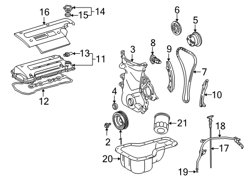 2005 Toyota MR2 Spyder Engine Parts, Mounts, Cylinder Head & Valves, Camshaft & Timing, Oil Pan, Oil Pump, Crankshaft & Bearings, Pistons, Rings & Bearings Dipstick Diagram for 15301-22040