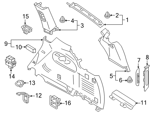 2021 Nissan Armada Interior Trim - Quarter Panels FINISHER Assembly-Rear Pillar, LH Diagram for 76935-6JL0D