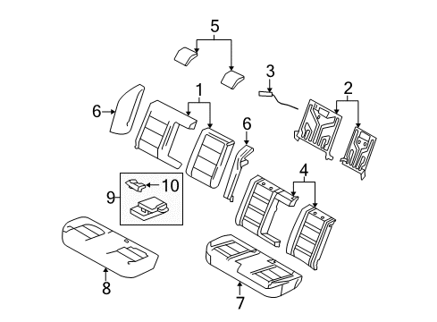 2006 Mercury Montego Rear Seat Components Armrest Assembly Diagram for 5G1Z-5467112-BAG