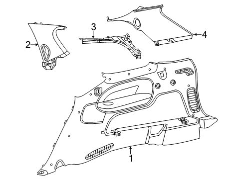 2013 Dodge Durango Interior Trim - Quarter Panels Cover-C Pillar Diagram for 1GR12DX9AF