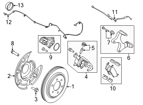 2019 Ford F-150 Brake Components Caliper Support Retainer Kit Diagram for JL3Z-2C150-A