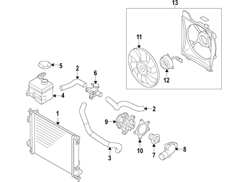 2019 Kia Soul Cooling System, Radiator, Water Pump, Cooling Fan Blower Assembly Diagram for 25380B2500