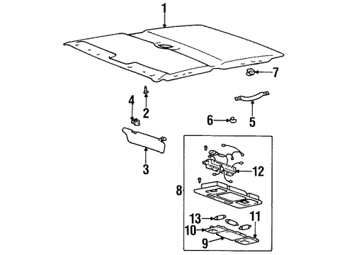 1997 Hyundai Accent Interior Trim - Roof Switch Assembly-Room & Map Lamp Diagram for 92812-23001-FY