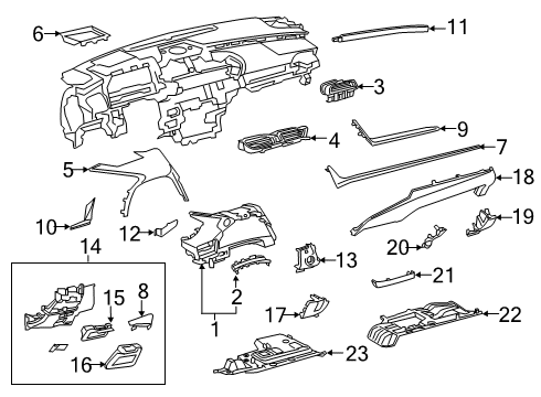 2020 Lexus ES350 Cluster & Switches, Instrument Panel Lamp Sub-Assembly, INSTR Diagram for 8130A-33020