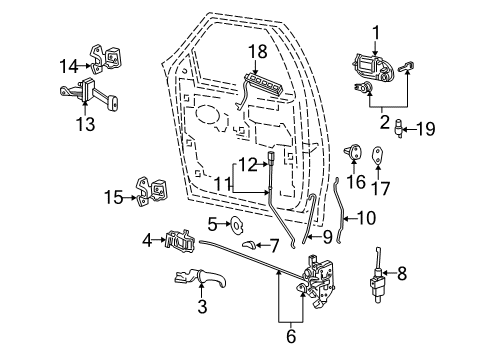 2003 Lincoln Navigator Front Door - Lock & Hardware Latch Assembly Diagram for 6L1Z-78219A64-A