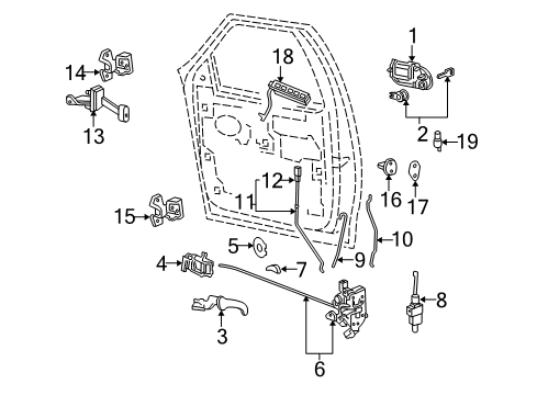 2003 Lincoln Navigator Front Door - Lock & Hardware Control Assembly Diagram for 6L7Z-7821819-B