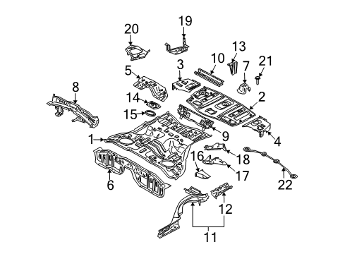 2008 Infiniti G37 Rear Body - Floor & Rails Reinforce Assembly Diagram for 74546-JL00A