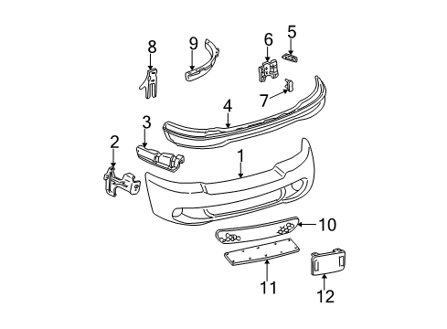 2002 Ford F-150 Front Bumper Outer Bracket Bolt Diagram for -W500212-S427