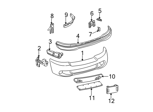 2002 Ford F-150 Front Bumper Grille Diagram for 1L3Z-8200-AB