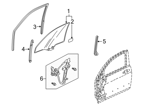 2003 Honda Accord Front Door Channel, Left Front Door Run Diagram for 72275-SDN-A01