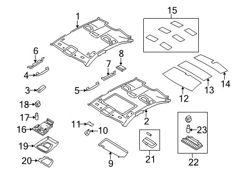 2014 BMW 740Li Interior Trim - Roof Repair Kit, Switch Cluster, Roof Diagram for 61319276231