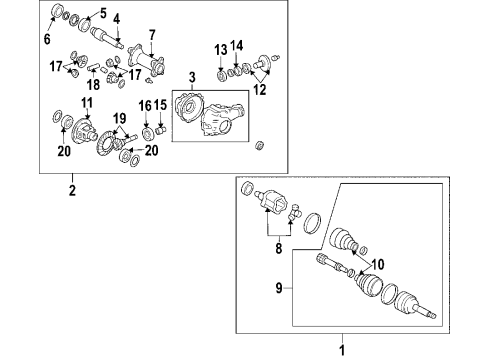 2004 Lexus GX470 Front Axle, Axle Shafts & Joints, Differential, Drive Axles, Propeller Shaft Carrier Assembly Diagram for 41110-3D422