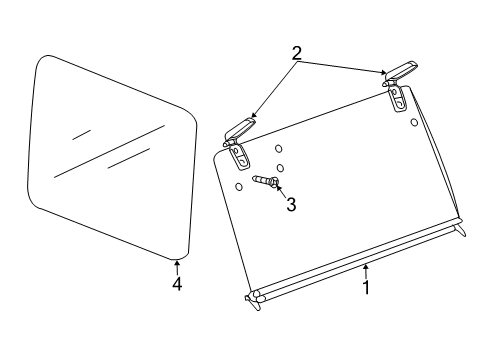 2019 Jeep Wrangler Removable Top - Glass & Hardware Glass-Quarter Window Diagram for 68291708AC