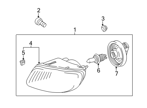 1999 Toyota Solara Fog Lamps Lens & Housing Nut Diagram for 90069-03036