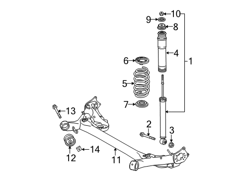 2012 Toyota Prius Rear Suspension Shock Diagram for 48530-80533