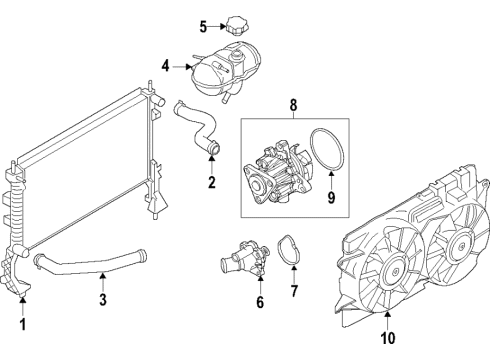 2018 Ford Mustang Cooling System, Radiator, Water Pump, Cooling Fan Fan Module Diagram for FR3Z-8C607-B