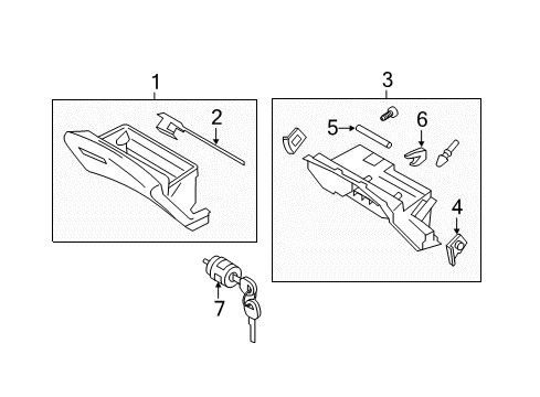 2016 Infiniti Q70 Glove Box Striker-Glove Box Lid Diagram for 68641-1MA0A