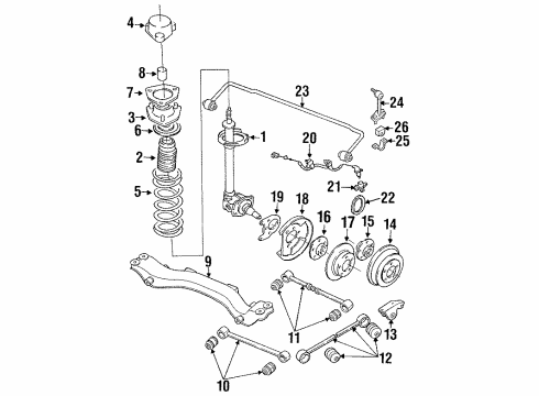 1994 Nissan Maxima Rear Brakes Bush Shock ABSORBER Diagram for 55325-01E01