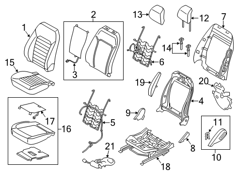 2016 Ford Fusion Front Seat Components Seat Cushion Pad Diagram for FS7Z-54632A23-D