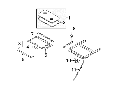 2013 Infiniti G37 Sunroof Rail Assy-Sunroof Diagram for 91350-3LZ1A
