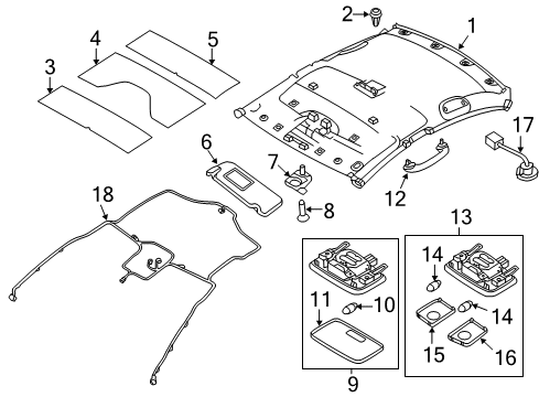 2012 Hyundai Accent Interior Trim - Roof Overhead Console Lamp Assembly Diagram for 92800-1R000-V2