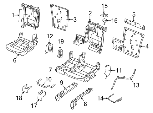 2018 Nissan Rogue Second Row Seats Frame Assembly-Cushion, 2ND Seat RH Diagram for 88301-4BL1A