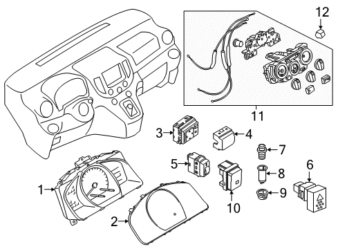 2016 Chevrolet City Express A/C & Heater Control Units Lighter Retainer Diagram for 19317474