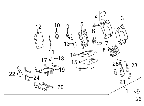 2008 Buick Enclave Third Row Seats Pad Asm-Rear Seat #2 Back Cushion Cover Diagram for 15899595