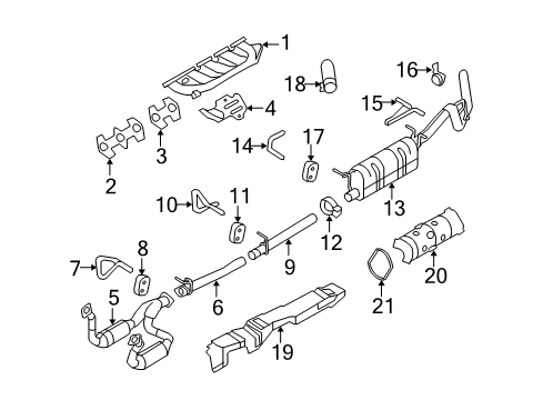 2009 Ford F-250 Super Duty Exhaust Components Shield Diagram for 7C3Z-9Y427-B