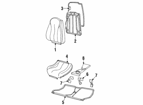 2001 Mercury Cougar Rear Seat Components Seat Cushion Pad Diagram for 1S8Z6363841AA