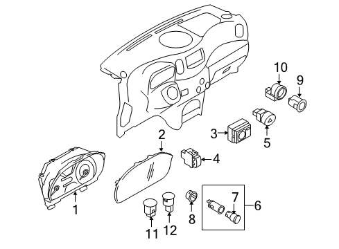 2011 Nissan Cube Ignition Lock Speedometer Assembly Diagram for 24820-1FS1B