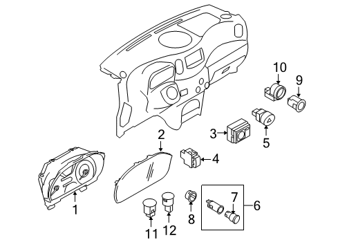 2014 Nissan Cube Switches Speedometer Assembly Diagram for 24820-1FU3A