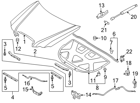 2008 Kia Amanti Hood & Components Bracket Assembly-Hood LIFTE Diagram for 811723F500