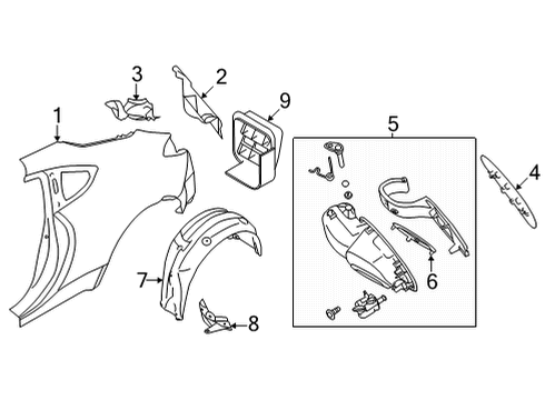 2022 Toyota GR86 Quarter Panel & Components Fuel Pocket Diagram for SU003-09102