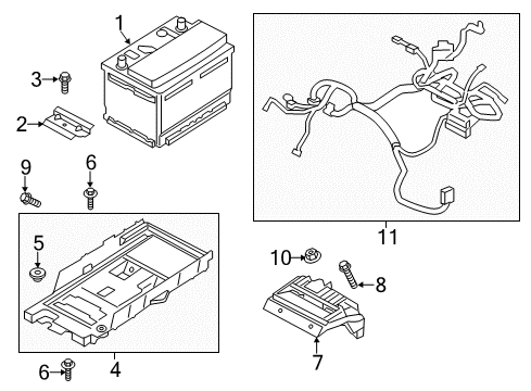 2020 Ford Fusion Battery Hold Down Clamp Bolt Diagram for -W500214-S439