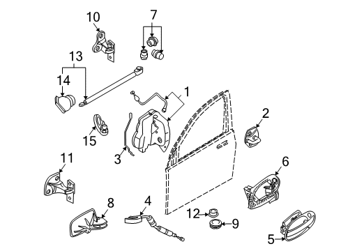 2006 BMW 750i Front Door Set Uniform Locking System With Cas Control Unit (Code) Diagram for 51210031395