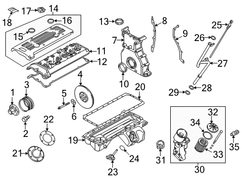 2006 BMW Z4 Engine Parts, Mounts, Cylinder Head & Valves, Camshaft & Timing, Variable Valve Timing, Oil Pan, Oil Pump, Balance Shafts, Crankshaft & Bearings, Pistons, Rings & Bearings Dipstick Diagram for 11437831140