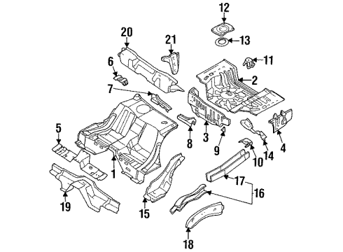 1995 Nissan 240SX Rear Floor & Rails Floor-Rear, Rear Diagram for G4514-85F30