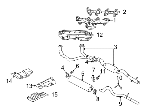 2003 Dodge Durango Exhaust Components Catalytic Converter & Pipe Diagram for 52113971AD