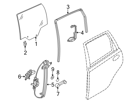 2010 Chevrolet Aveo5 Rear Door Rear Side Door Window Regulator Assembly (W/O Motor) Diagram for 94567358