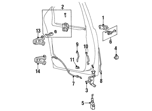 1996 Ford Windstar Front Door - Lock & Hardware Handle, Inside Diagram for XF2Z1621819AA